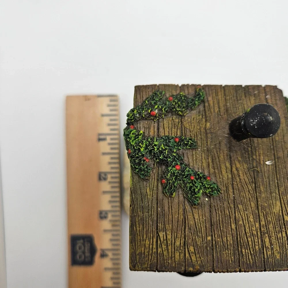 Vintage Christmas Outhouse Scene Miniature‎ Figurine Old Man Reading Newspaper